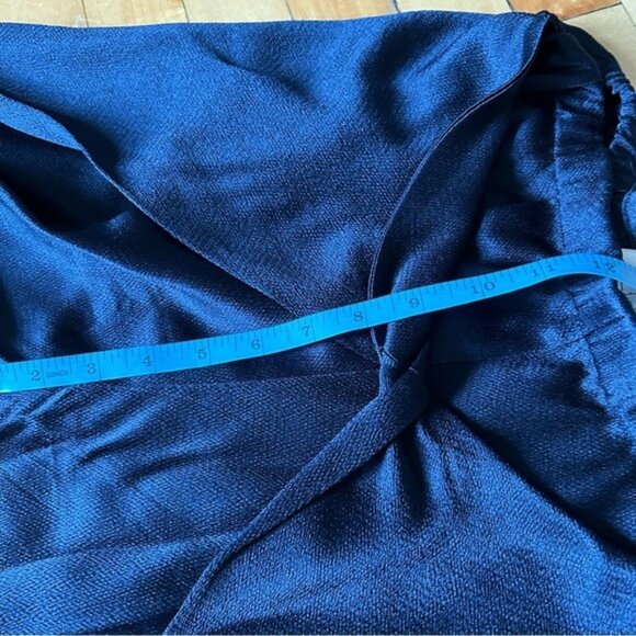 Alexis Dark Navy Blue Satin Elastic Waist Draped Pants - Picture 10 of 11